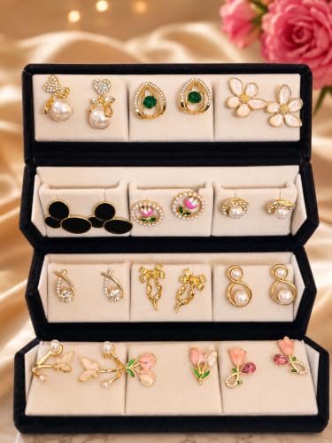 Generic Earrings Set with Velvet Organiser 12 Pairs - Image 6