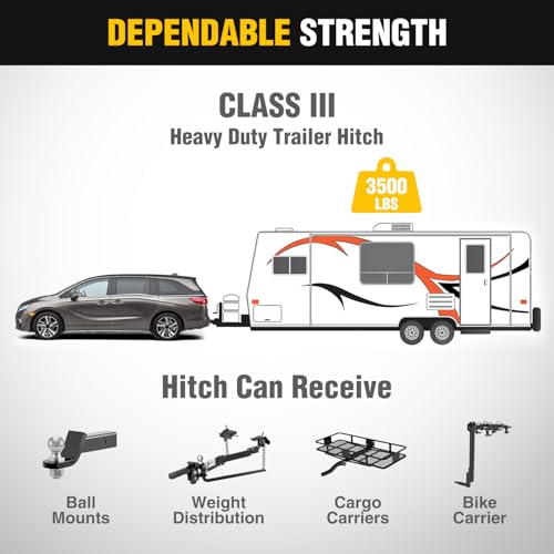 Image of Nilight Class 3 Trailer Hitch Fits 1999-2017 Honda Odyssey 2 inch Hitch Receiver Multi-Fit Hitch to Receive Ball Mount Cargo Carrier Bike Rack Tow Hook Black