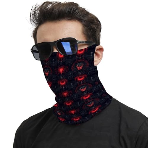 TZTTZT Polainas de cuello para hombres y mujeres, pasamontañas gótico con estampado de león rojo, bandanas, máscara de media cara, bufanda para el cuello