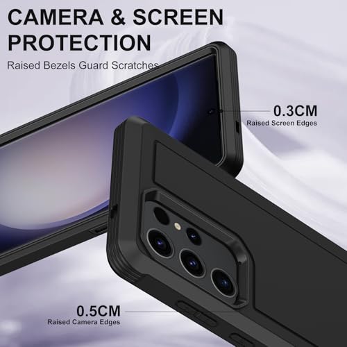 Annymall for Samsung Galaxy S23 Ultra Case with 2 Screen Protector, Heavy Duty Shockproof Drop Protection Dust Proof Military Grade Multi-Layer Rugged Bumpers Protective Phone Cover (Black) - image 3