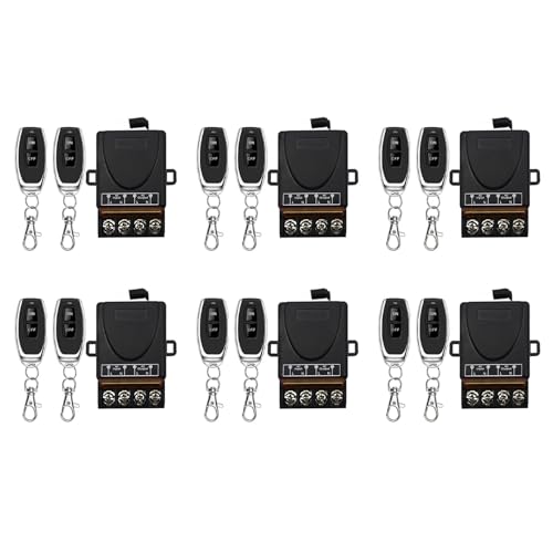 Yoeruers 6X AC 220V 30A 1CH 433MHz Interruptor de Control Remoto Inalámbrico Receptor de Relé + Transmisor de Apagado/Encendido para Lámpara de Aparato Eléctrico