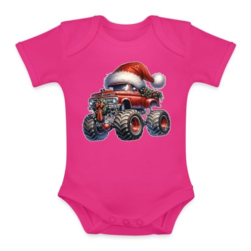 Unibly Monster truck Vehículo Gorro de Navidad | Navidad Christmas X-Mas Baby Body, Rosa., 3 meses