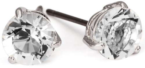 SWAROVSKI Attract Solitaire Stud Pierced Earrings for Women, Pair of White Crystal Studs with Rhodium Plated Setting