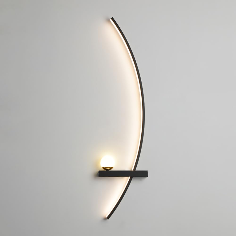 HYJAUSXB Modern LED Wall Sconce Metal Arc Light Fixture - 3 Color Temperatures Simple Linear Design for Bedroom Corridor Indoor Decor Slish Lamp