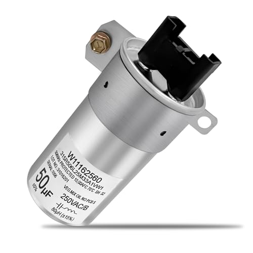 Image of Upgrade W11395618 W11162560 W10625046 Washer Motor Run Capacitor 50uF 250VAC 50 /60Hz 10000AFC Compatible With Whirlpool Washer Capacitor Replace W10390446 W10866250 W10843769 WPW10625046 W11315694