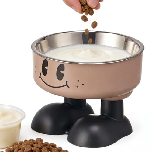 Senior Dog Bowls Elevated Raised Pet Bowl – 5.51 Inches Dog Cat Feeder, Stainless Steel Water Dish | PP Anti Slip Bowl With Ergonomic Height Leak Proof Design For Puppies Kittens And Adult Pets