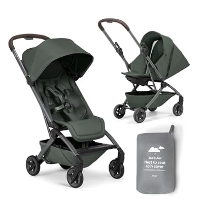 Joolz Aer2 Travel Stroller + Nest-to-Seat + Rain Cover Bundle – Lightweight Newborn to Toddler Travel System, One-Hand Fold, Airplane Compatible, Parent-Facing & Forward-Facing, Forest Green