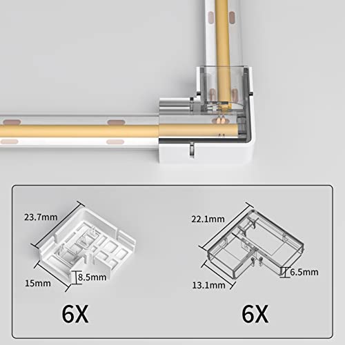 Visdoll 6Pcs Waterproof L Shape 2 Pins 8Mm Cob Led Strip Connectors, Suitable For Smd/Cob Waterproof Light Strips With 8Mm Width Pcb (Silicone Sleeve, Solid Extrusion, Full Potting) #TOP3