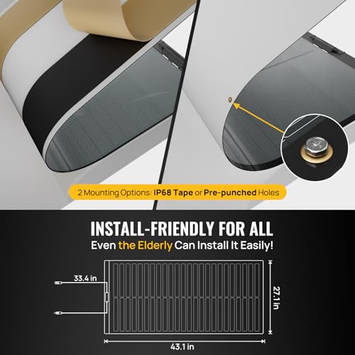 Image of BougeRV Yuma 100W CIGS Thin-Film Flexible Solar Panel, The Most Flexible Anti-Shading Solar Panel with Pre-Punched Holes for Easy Installation