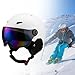 Vaveren Ski Helmet Snowboard Helmet with Goggles Impact Resistance Headgear Skiing Helmet Snow Helmet for Winter Sports, White L