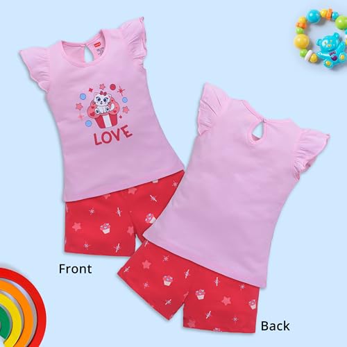 Image of LuvLap Baby Girls Regular Fit 100% Cotton Half Sleeves Girls Top CoSet Pack of 3