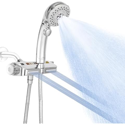 DOILIESE Filtered Shower Head with Handheld Spray Combo 2-in-1 Handheld Shower Head with ON/OFF Switch 6 Settings Shower Head 79 inches Hose, Enjoy Luxuriou Spa Experience, Chrome Cover