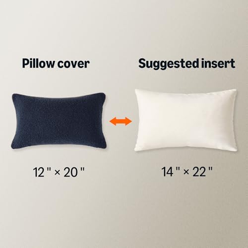 Image of Amazon Basics Boucle Lumbar Throw Pillow Covers for Couch, Living Room, Home Decor with Hidden Zipper, Blue, 12x20in, Pack of 2