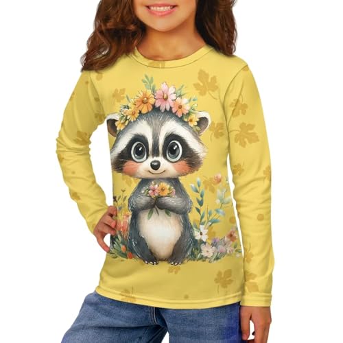 Image of Girls Long Sleeve Shirt with Cute Graphic Casual Pullover Tops 3-16Y