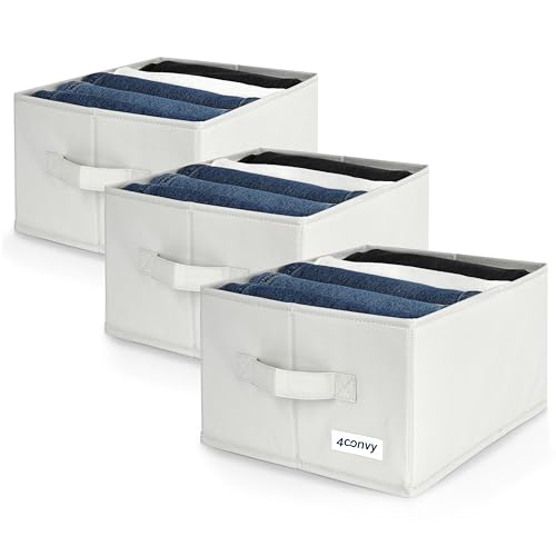 Image of Trousers Organiser for Wardrobe, Fixed Storage Box, Wardrobe with Large Compartments, Foldable Storage System, Wardrobe, Organiser, Wardrobe for Jeans, Shirts, Pack of 3