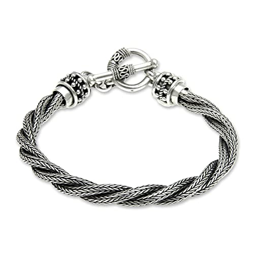 Novica Naga Twist Sterling Silver Sterling Silver Bracelet For Mens #TOP4