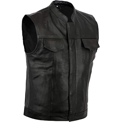 Bikers Gear Australia Black Leather Biker Vest Cover