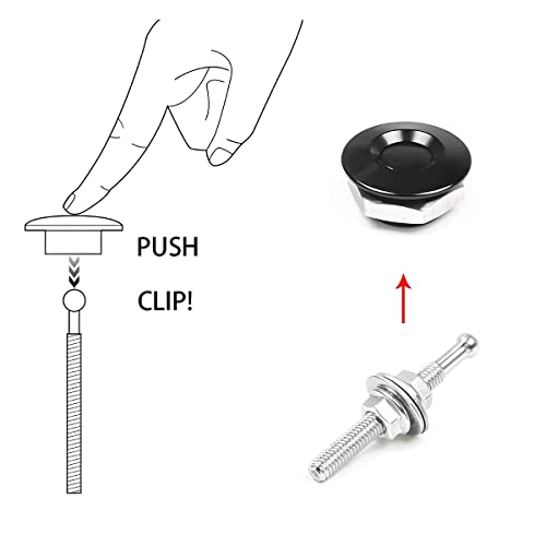 JNNJ 4 Piezas Pasador Capó Coche, Cierre Capó Botón De Liberación Rápida Cierre Clip Parachoques, Pestillo Liberación Rápida Para Capó Para Auto Parachoques Coche, Placa De Matrícula(Negro) - imagen 6