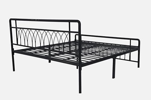 Image of Jexx Metal King Size Bed Without Storage | Wrought Iron Double Bed with Headboard & Footboard | Sturdy Powder Coated Platform Bed King Size Cot for BedroomLivingRoom Black (75x72)