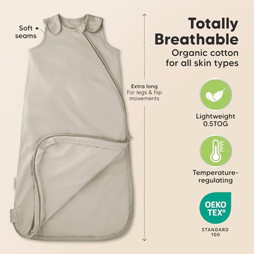 Image of 2-Pack Organic Baby Sleep Sacks, 100% Cotton 0.5TOG (Nordic, 6-18M) | Soft Breathable, Baby Wearable Blanket, Toddler Sleeping Sack 6-18 Months, Easy to Wear Transitional Swaddles for Newborns