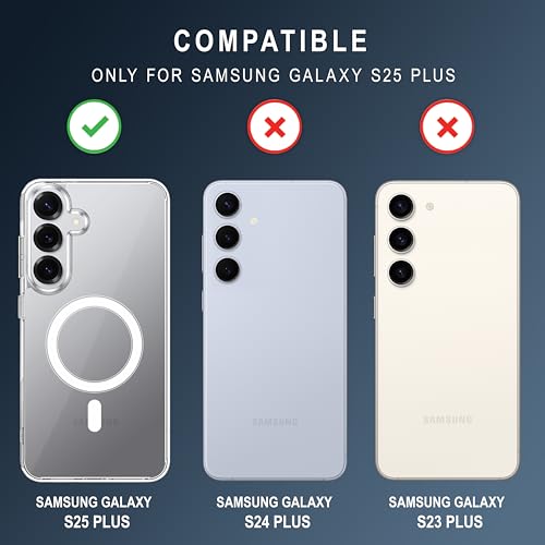Image of CEDO Cover for Samsung Galaxy S25 Plus (5G) | Compatible with MagSafe Wireless Charging | Designed with Magnetic Lock Shockproof Phone Bumper Transparent Back Case Cover (Transparent)