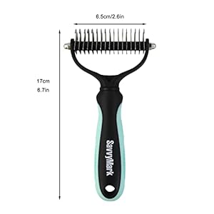 Dog brush  pet dematting and undercoat deshedding rake  stainless steel grooming comb for dogs cats furry pets large or medium remove knots tangles in long fur hair   cucciolini doodles