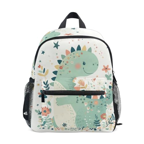 voucong Mochila infantil de dibujos animados con diseño de dinosaurio, colores pastel, para la escuela, niños, silbato con etiqueta de nombre, para niños de 6 a 8 años, mochilas escolares para ni? os