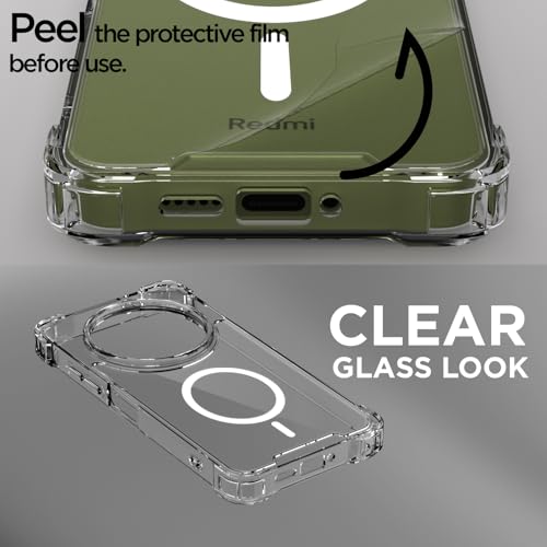 Image of Amazon Basics Back Cover for Redmi 14c 5G / Redmi A4 5G / Poco C75 5G Mag-Safe Shockproof PC + TPU Protective Case Magnetic Support Bumper Case (Transparent Mag-Safe)