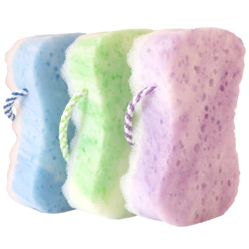 Juego de esponjas exfoliantes de ducha para adultos, esponjas de bebé para baño, paquete de 3 esponjas de exfoliación corporal 2