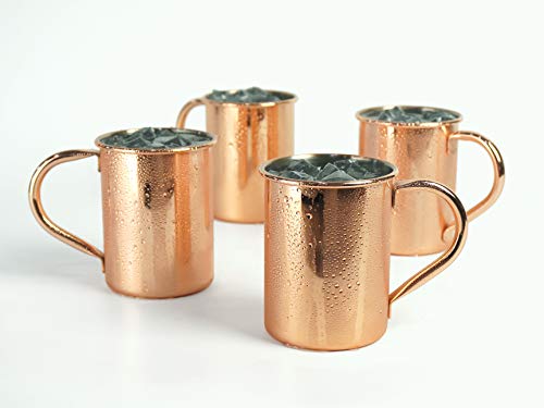 PG Set of 4 Classic Barrel Copper Plated Moscow Mule Mug Stainless Steel