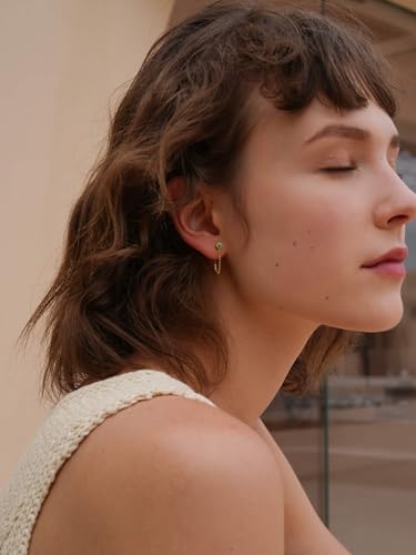 S.Leaf 925 Sterling Silver 18Karat Gold Plated Chain Earrings for Women Hypoallergenic Cubic Zirconia Tassel Drop Dangle Stud Earrings Bridesmaid Gifts Best Friend Birthday Gifts for Women Trendy Birthstone3