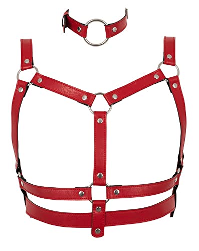 Ensemble de harnais Bad Kitty rouge extensible et ajustable à toutes les morphologies