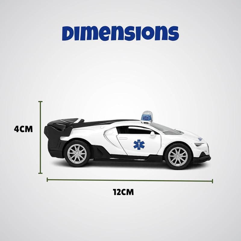 Image of Diecast Toy Car for kids 1:36 Scale Model Metal Pull Back Sports Car Boys | Pull Back Action, Emergency Vehicle, Openable Doors, Mini Metal Model, For Boys & Girls