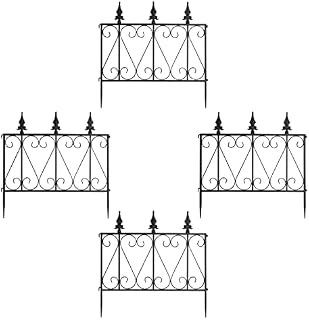GiantexUK Metal Garden Fencing, Outdoor Decorative Wire Patio Fence, Folding Flower Bed Border Animals Barrier (24in x 8ft)