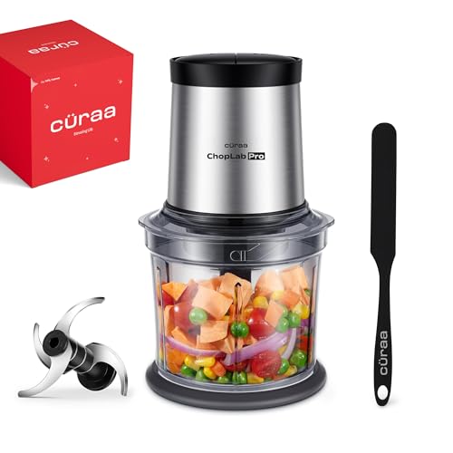 Cüraa by YFL home ChopLab Pro, 900 ml Electric Vegetable Chopper for Kitchen with 2 Speed Modes, 300 Watts Copper Motor | 4 Stainless Steel Blades to Chop Vegetables, Nuts | 2 Year Warranty (Black)