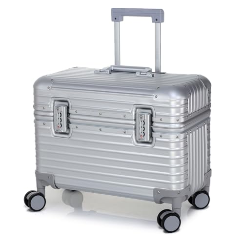 Image of Verage Luxe Aviator 100% Aluminum Hardside Spinner Luggage with Multi-Directional Wheels and Telescoping Handle (Silver)