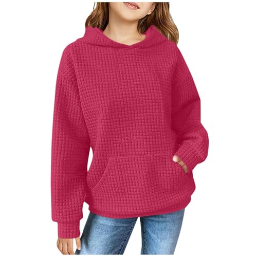 Cute Hoodies For Girls Waffle Knit Casual Long Sleeve Hooded Pullover Sweatshirts Teen Girl Clothes 4-14 Years