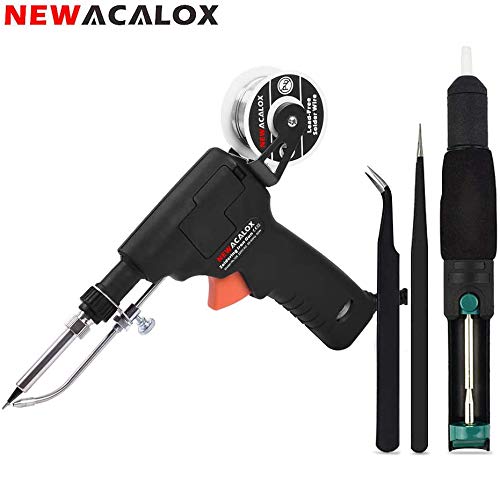 NEWACALOX - 60W Pistola per saldatura automatica con supporto staccabile e interruttore a rete, pompa dissaldante