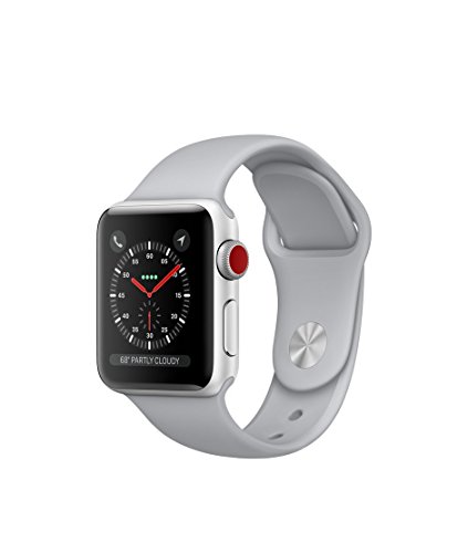 Apple Watch Series 3 38mm Smartwatch (GPS + Cellular, Silver Aluminum Case, Fog Sport Band) (Renewed)