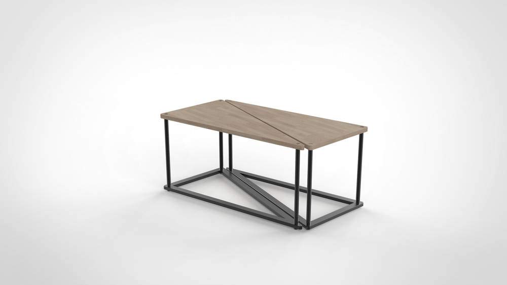 Nordlinger Tréteau Unikk, H.73cm x L.36,5cm x EMP. 36,5cm - Bois Clair FSC, Naturel et Noir
