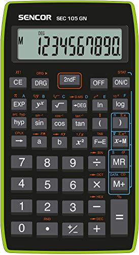 SENCOR SEC 105 GN School Calculator 56 Scientific Functions 10 Digit LCD Display Trigonometric and Hyperbolic Functions