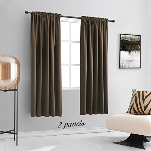Image of DONREN Coffee Colour Blackout Curtains Rod Pocket Curtain Panels -Thermal Insulated Curtains for Living Room (52 W x 72 L Inch,2 Panels)