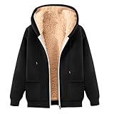 Franterd Womens Fleece Jacket Zip Up Hoodies Casual Long Sleeve Warm Sherpa Lined Sweatshirts Fall Jackets 2025 Winter Coats Black