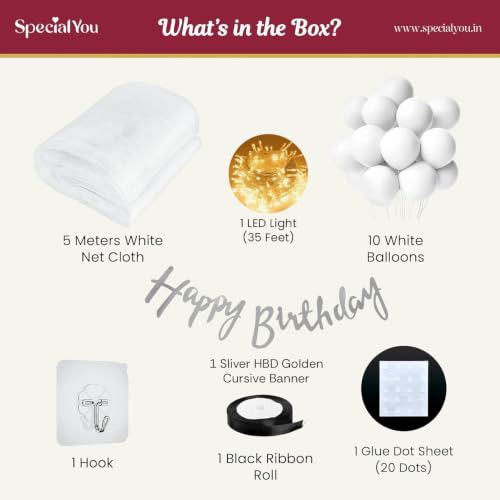 SpecialYou.in SpecialYou White Curtain Ribbon HBD Curtain Ribbon - Image 3