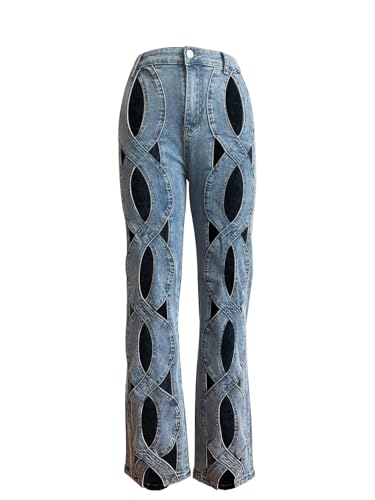 Unybwonn Women's Distressed Denim Pants High Waist Stretch Baggy Jean Straight Ripped Cargo Pants with Pockets3