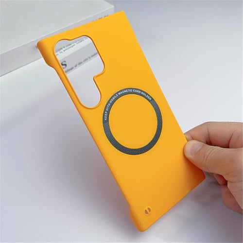 Coque sans cadre Samsung S24 Plus jaune pour charge magnétique au bureau