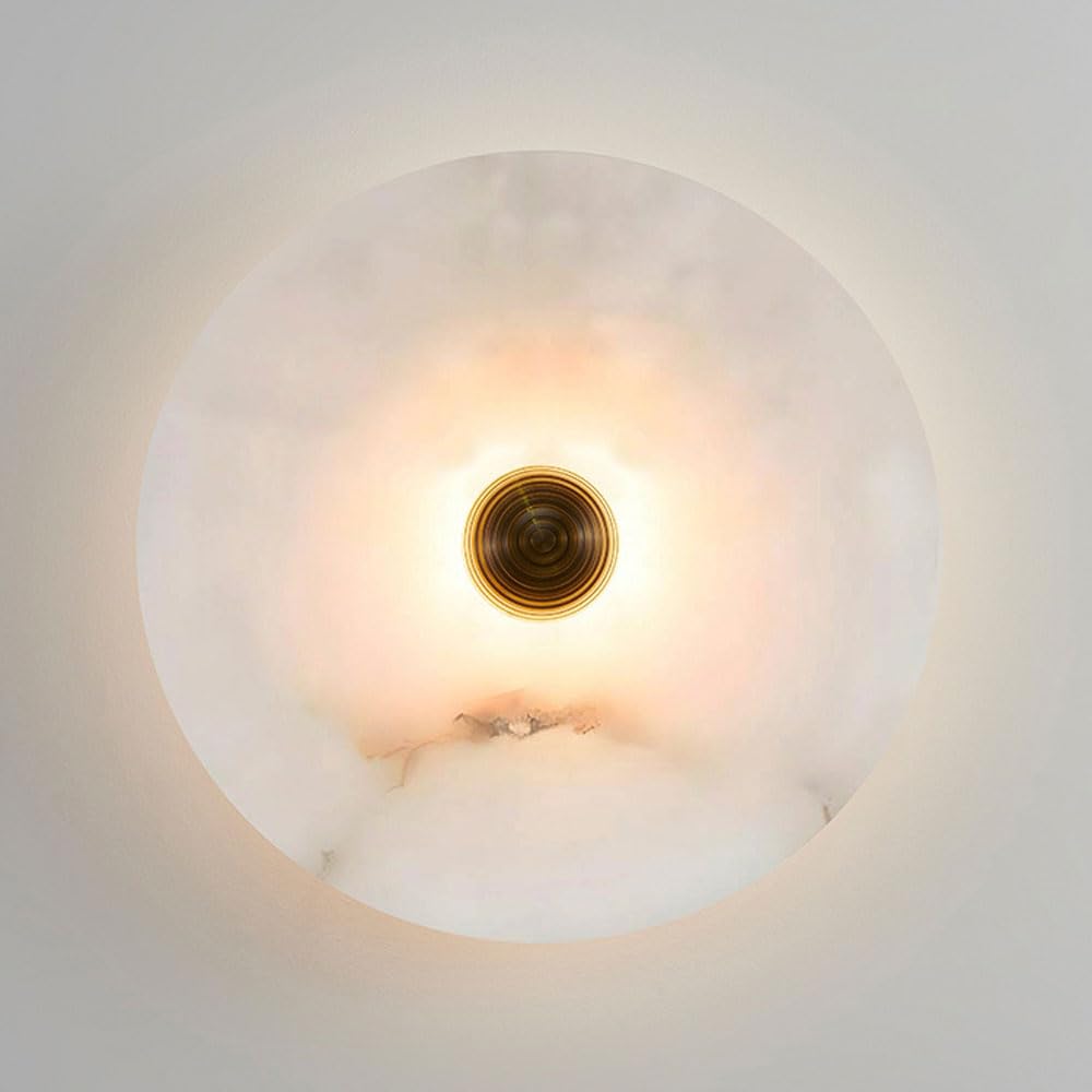 JISHUBO 9.8 Inch Alabaster Wall Light, LED Light Source Hardwired Wall Lamp, Nordic Industrial Style Wall Sconce, Restaurant Living Room Bedroom Wall Mounted Light Fixtures