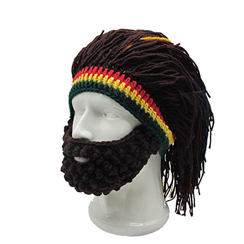 Image of Funny Rasta Wig Beard Hats Knitted Jamaican Rasta Beanie Hat with Dreadlocks Christmas Halloween for Men Women