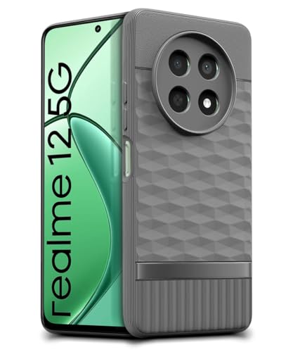 Image of WOW IMAGINE Back Cover for Realme 13 5G | Realme 12 5G | 12X 5G | Narzo 70x 5G | C65 5G | N65 with Hexa Cube Design | Ultra Slim Soft Case | Inner Velvet Fabric | Silicone Flexible Mobile Case - Grey