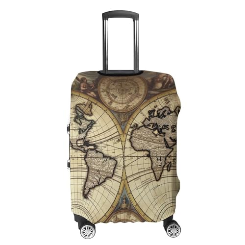 Ancient Map World Globe Luggage Cover, Elastic Luggage Protector Fits 19-32in Suitcases, Washable & Anti-Scratch Suitcase Cover for Men Women S4